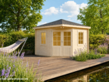 Neues Modell der Gartenhausfabrik erhältlich: Fjordholz 5-Eck Gartenhaus Modell Evelyn 3A, Natur