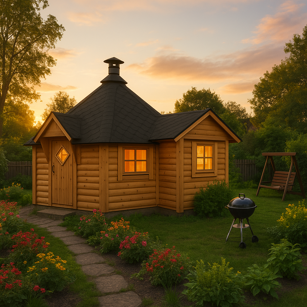 Fjordholz Grillkota mit Anbau Modell Ida 17+4m²