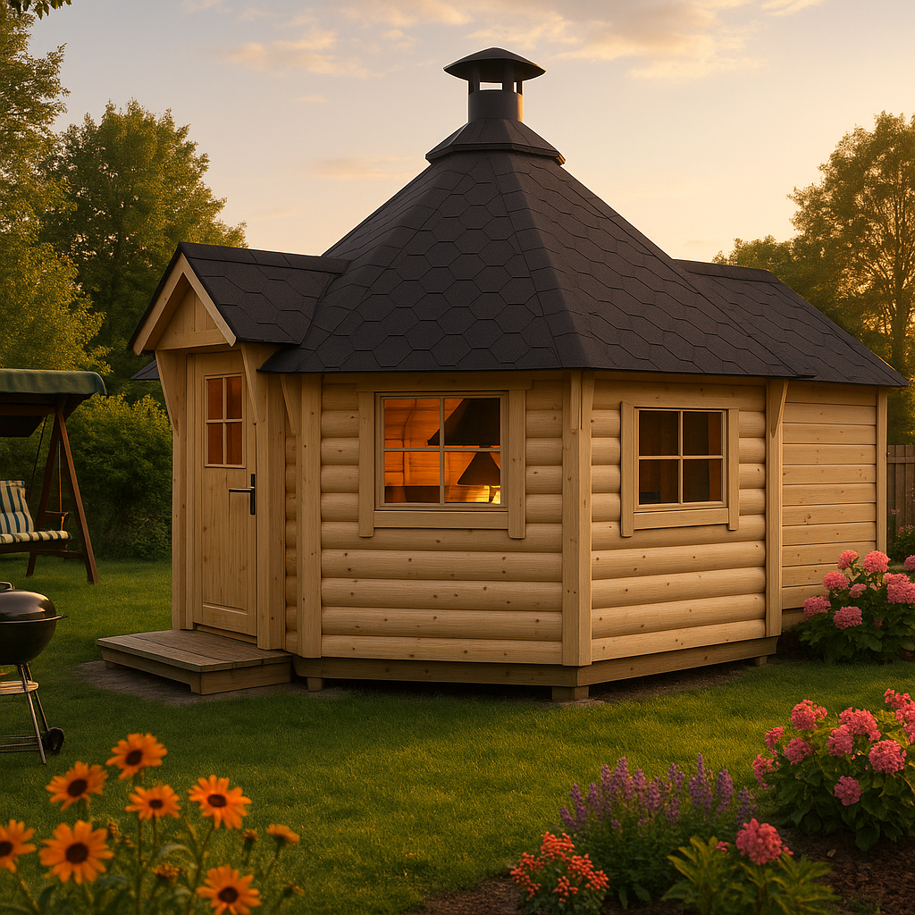 Fjordholz Grillkota mit Anbau Modell Ida 17+4m²