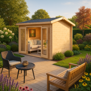 Kleines Gartenhaus “Nora E” 3x3m | Kleines Gartenhaus 3x3m | Kleines Gartenhaus aus Holz | Gartenhaus klein 3x3m Unkategorisiert online kaufen