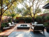 Kombinierte Holz-Stein-Terrasse: Moderne Gartengestaltung