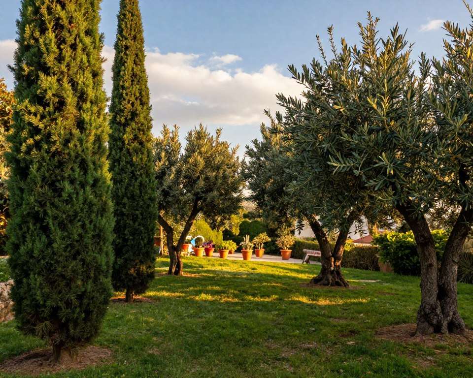 mediterrane immergrüne Bäume