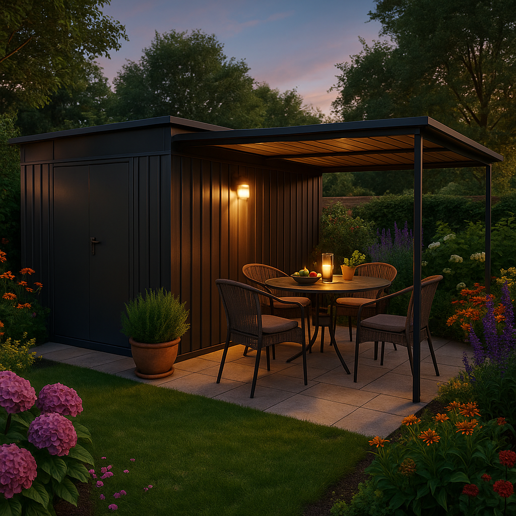 Metall Rabatt 6x4m Metall Gerätehaus Modell Lübeck 12,36 m²| Rabatt: 27 winterfest ...
