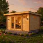 Modernes Fjordholz Gartenhaus mit Flachdach Modell