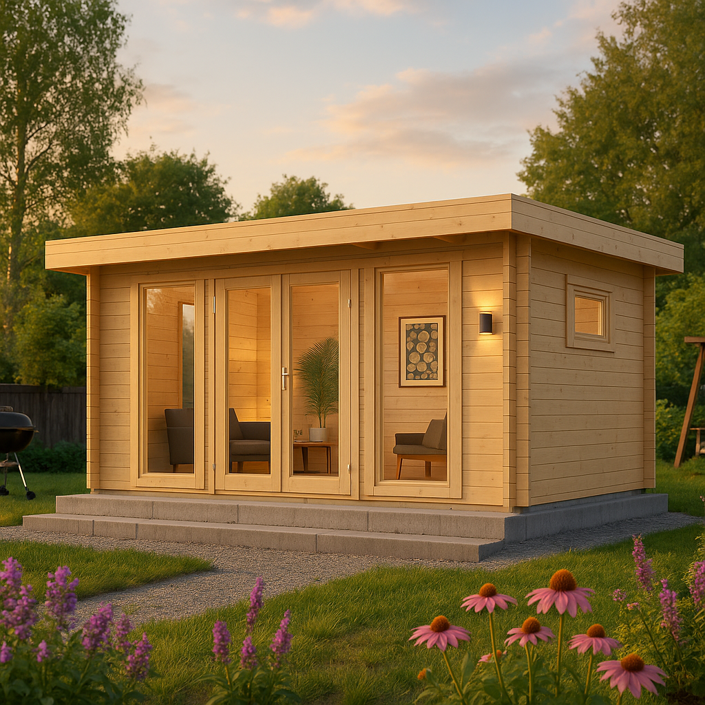 Modernes Fjordholz Gartenhaus mit Flachdach Modell Modernes Fjordholz Gartenhaus mit Flachdach Modell