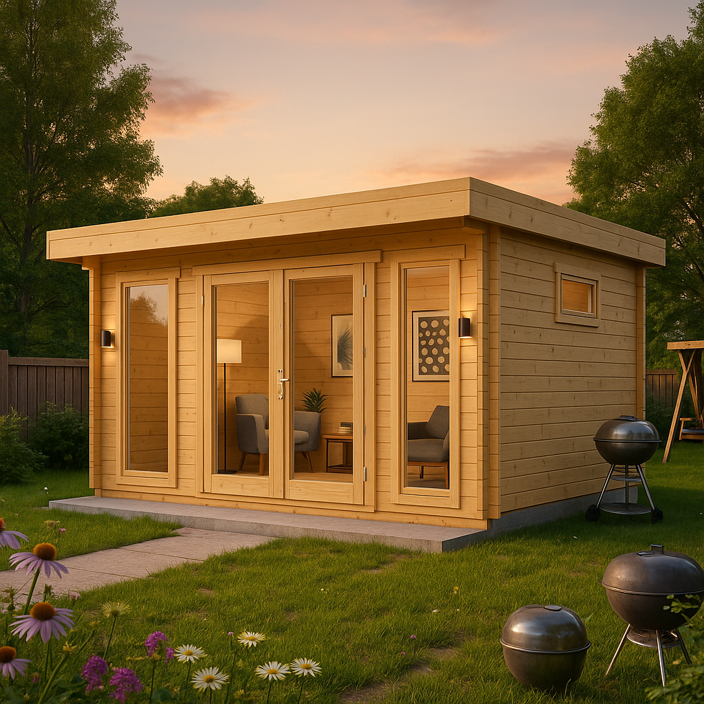 Modernes Fjordholz Gartenhaus mit Flachdach Modell Modernes Fjordholz Gartenhaus mit Flachdach Modell