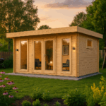 Modernes Fjordholz Gartenhaus mit Flachdach Modell