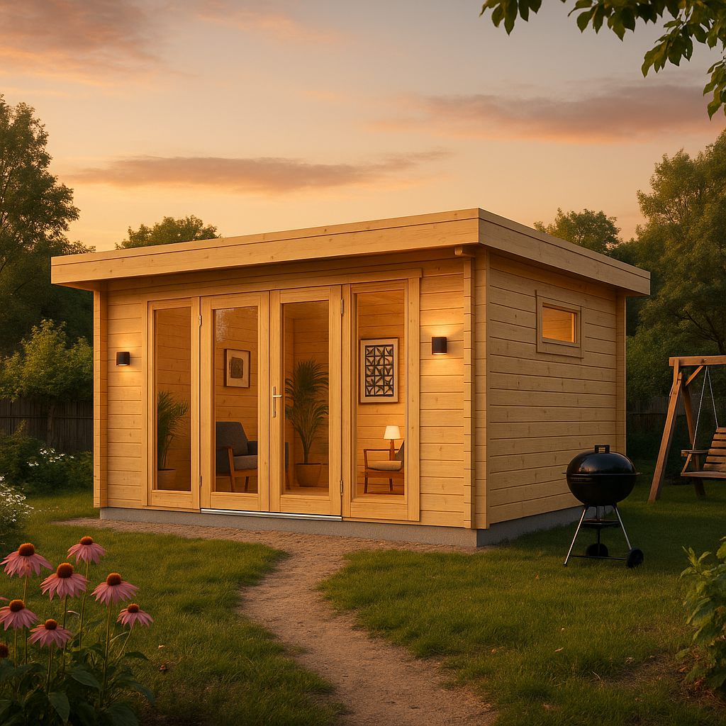 Modernes Fjordholz Gartenhaus mit Flachdach Modell Modernes Fjordholz Gartenhaus mit Flachdach Modell