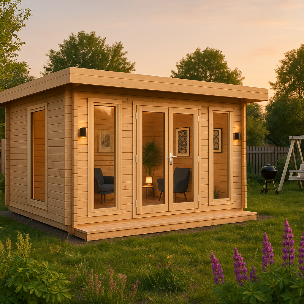 Modernes Fjordholz Gartenhaus mit Flachdach Modell Modernes Fjordholz Gartenhaus mit Flachdach Modell