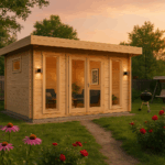 Modernes Fjordholz Gartenhaus mit Flachdach Modell