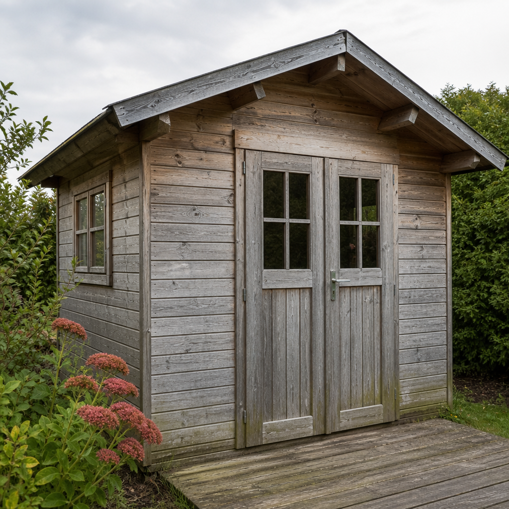 Naturbelassene Holz-Gartenhäuser und ihre Oberflächenalterung