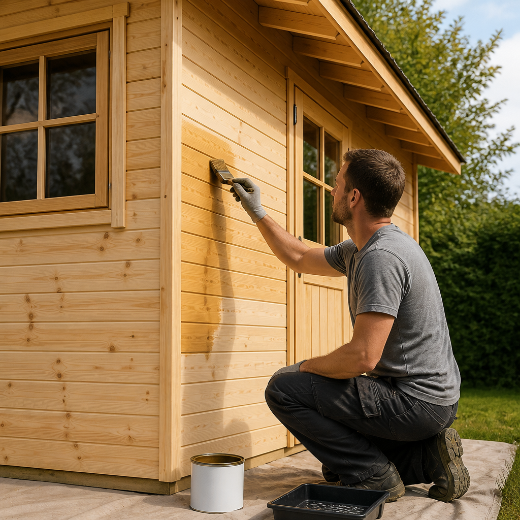 Naturbelassenes Holz-Gartenhaus fachgerecht grundieren und beschichten