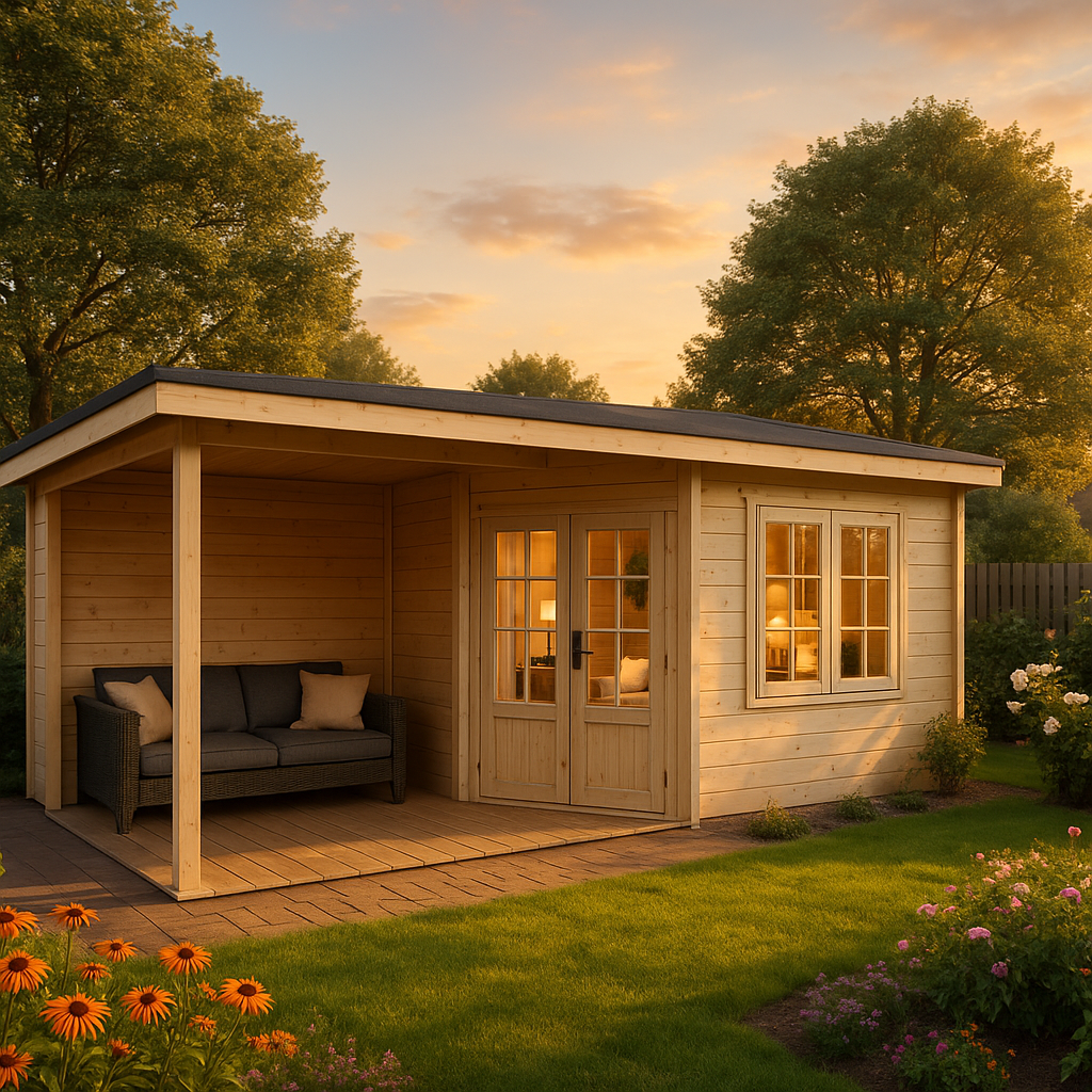 Premium Set 5-Eck Gartenhaus Carl 6x3m inkl. Montage|6x3m|Rabatt:22%