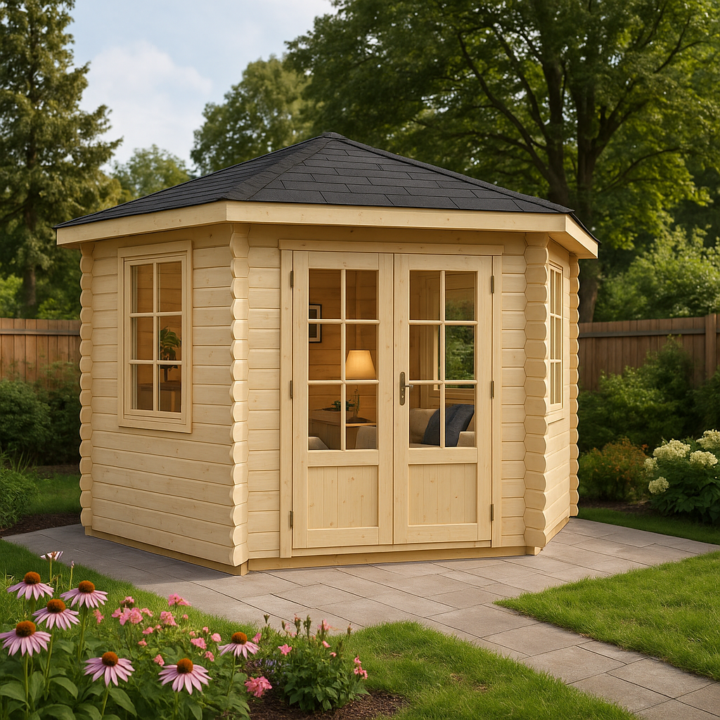 Premium Set 5-Eck Gartenhaus Sunny 2x2m inkl. Montage