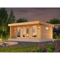 Modernes Fjordholz Gartenhaus mit Flachdach Modell
