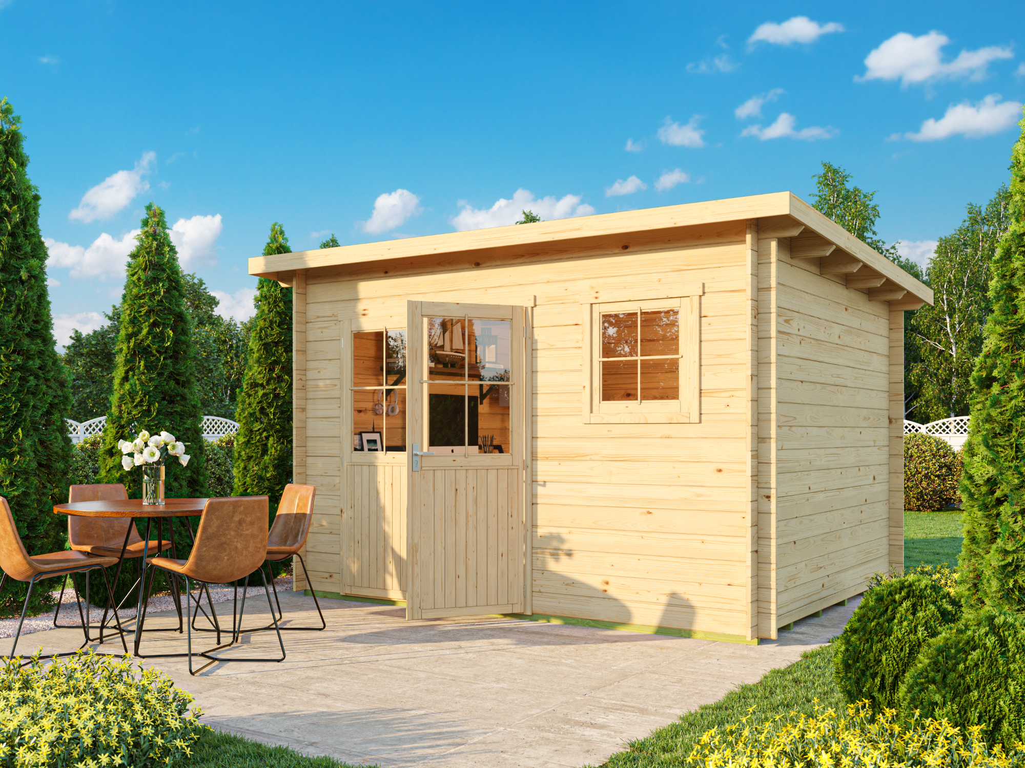 Fjordholz Pultdach Gartenhaus Modell Ezra 4F