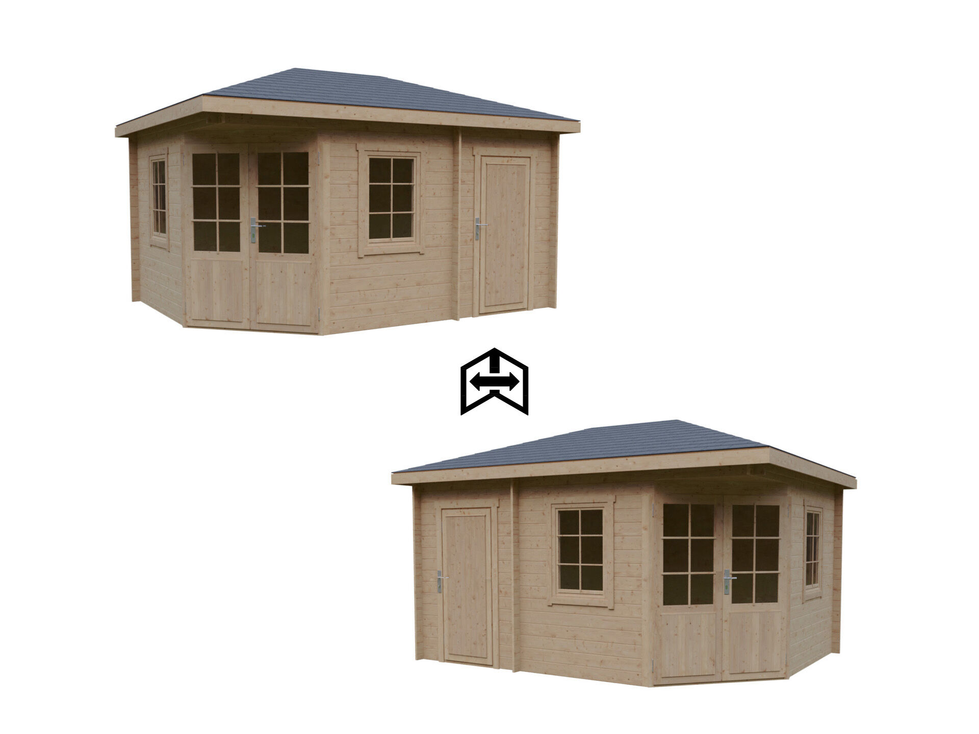 Fjordholz 5-Eck Gartenhaus Modell Evelyn 3D Fjordholz 5-Eck Gartenhaus Modell Evelyn 3D