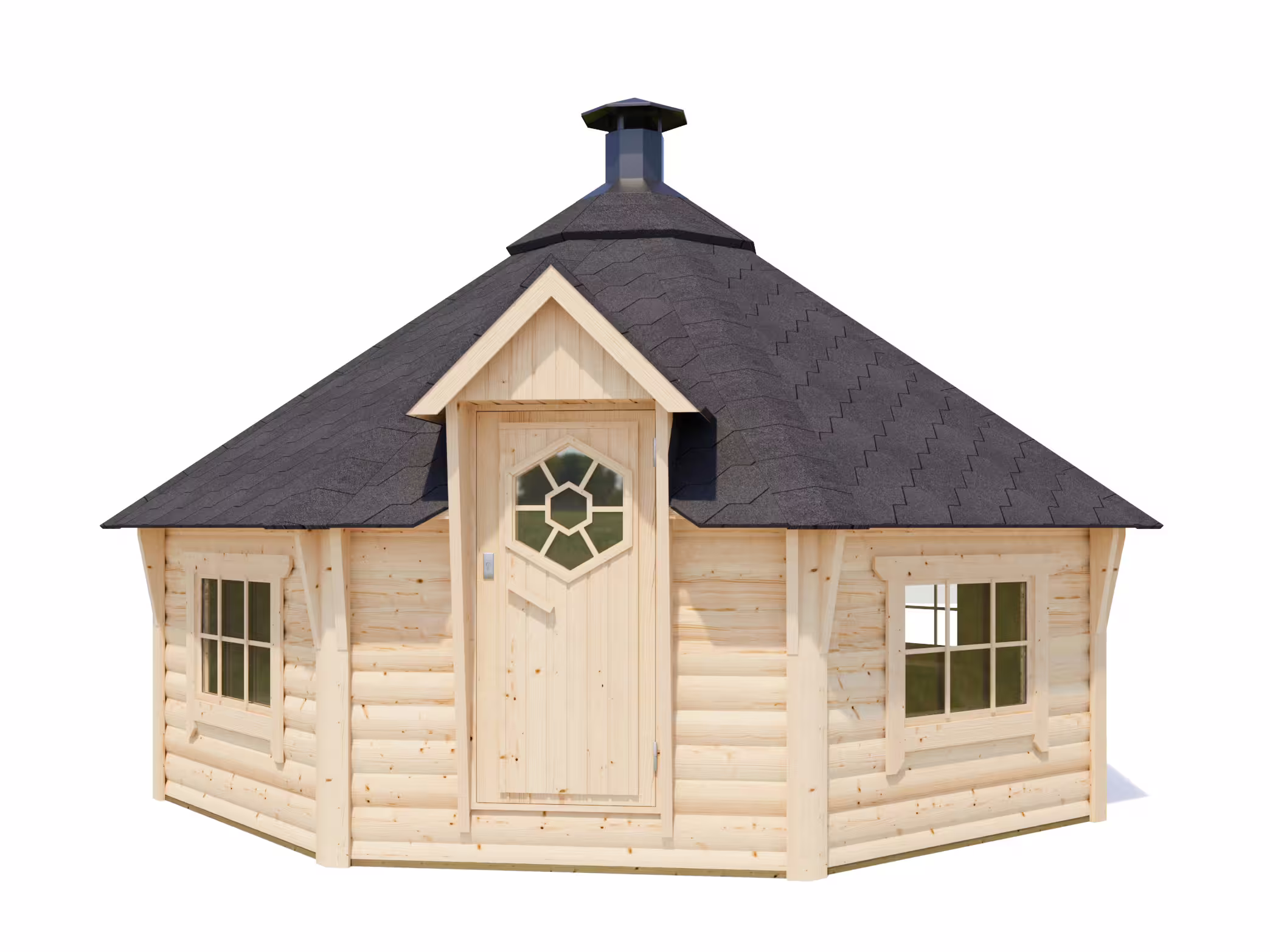 Fjordholz 8-Eck Grillkota Modell Lasse 17,0m² DeLu| Rabatt: 26%