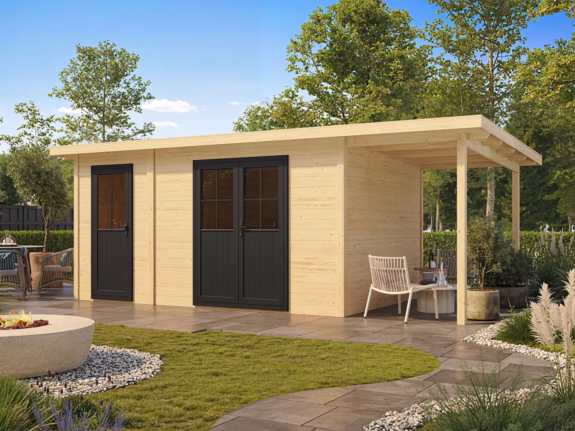 4x4m Fjordholz Gartenhaus Modell Alu Line 28-G| Rabatt: 26%