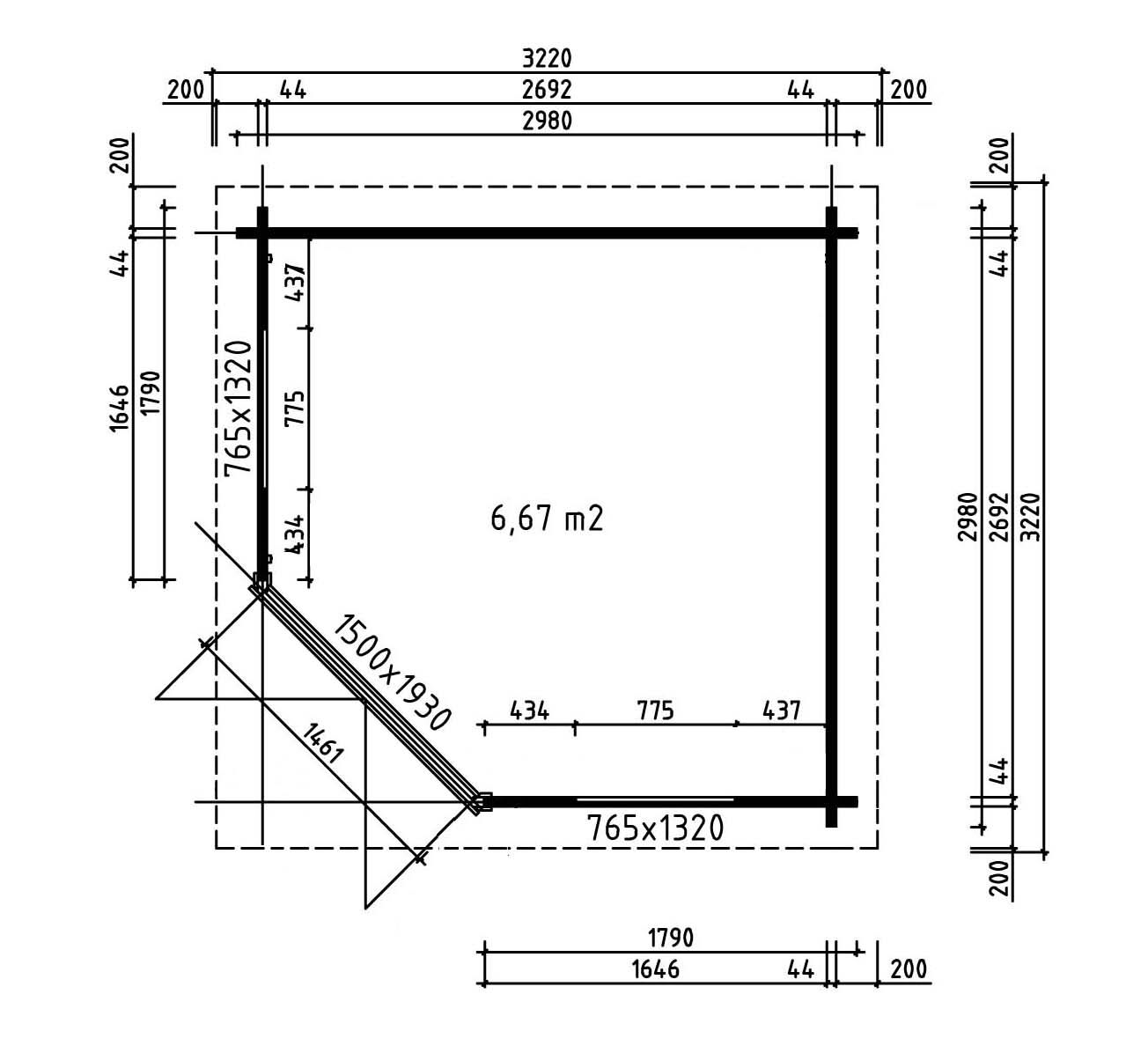 Fjordholz Gartenhaus Modell Fico 44| Rabatt: 26%|3x3m