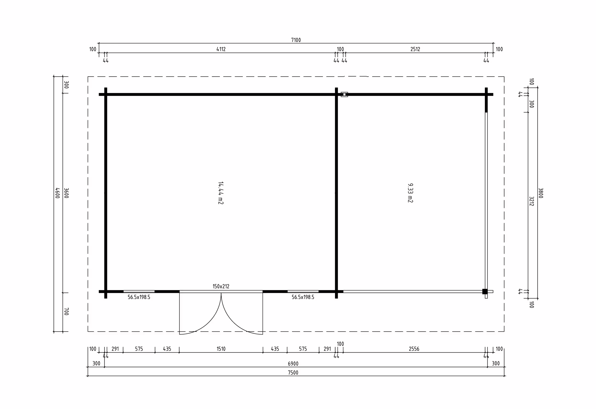 Fjordholz Gartenhaus Modell Jacob 44 C mit Seitend| Rabatt: 26%|7x4m