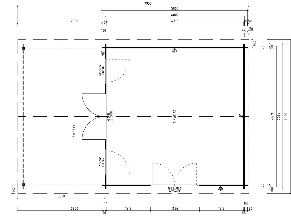 Gartenhaus Modell Julia 44 D| Rabatt: 26%|8x5m