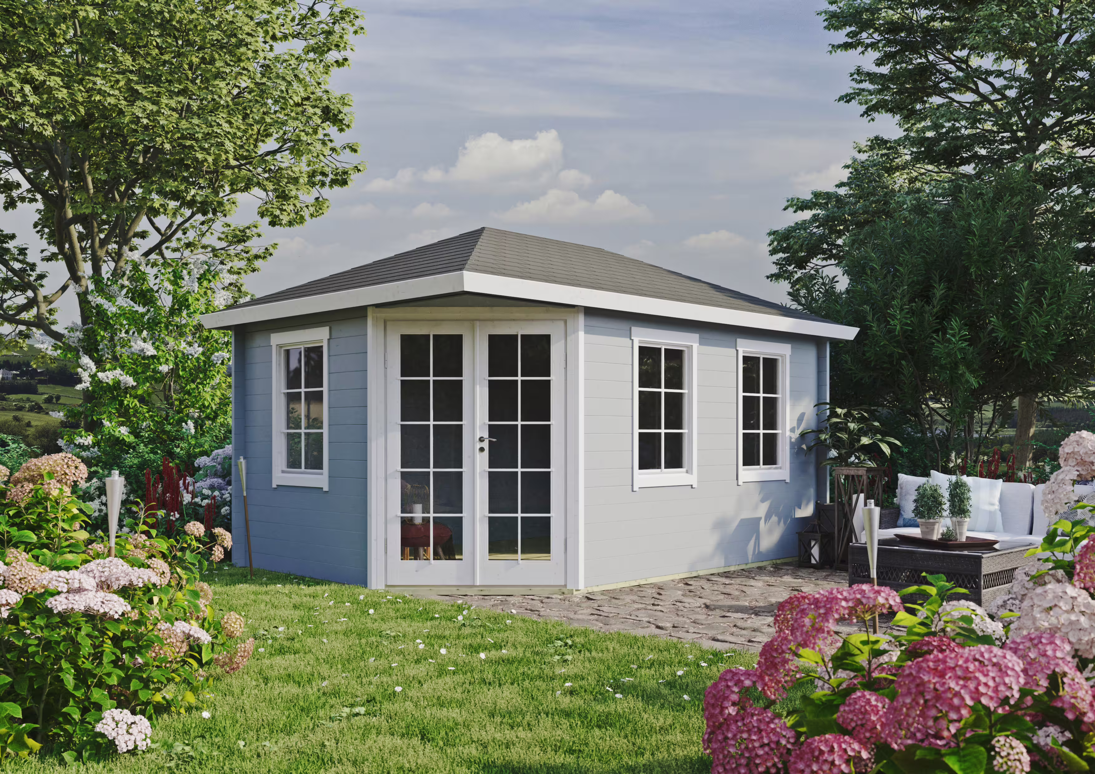 Fjordholz Gartenhaus Modell Kiano 44 D| Rabatt: 26%|4x3m