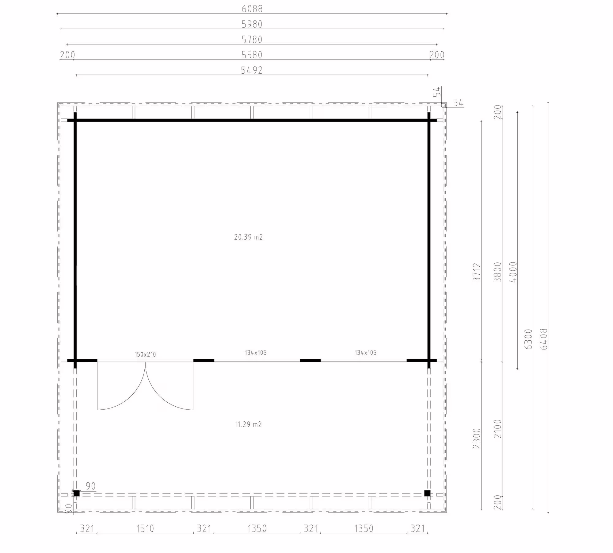 Fjordholz Gartenhaus Modell Kurt 44 B mit Vordach| Rabatt: 26%|6x4m