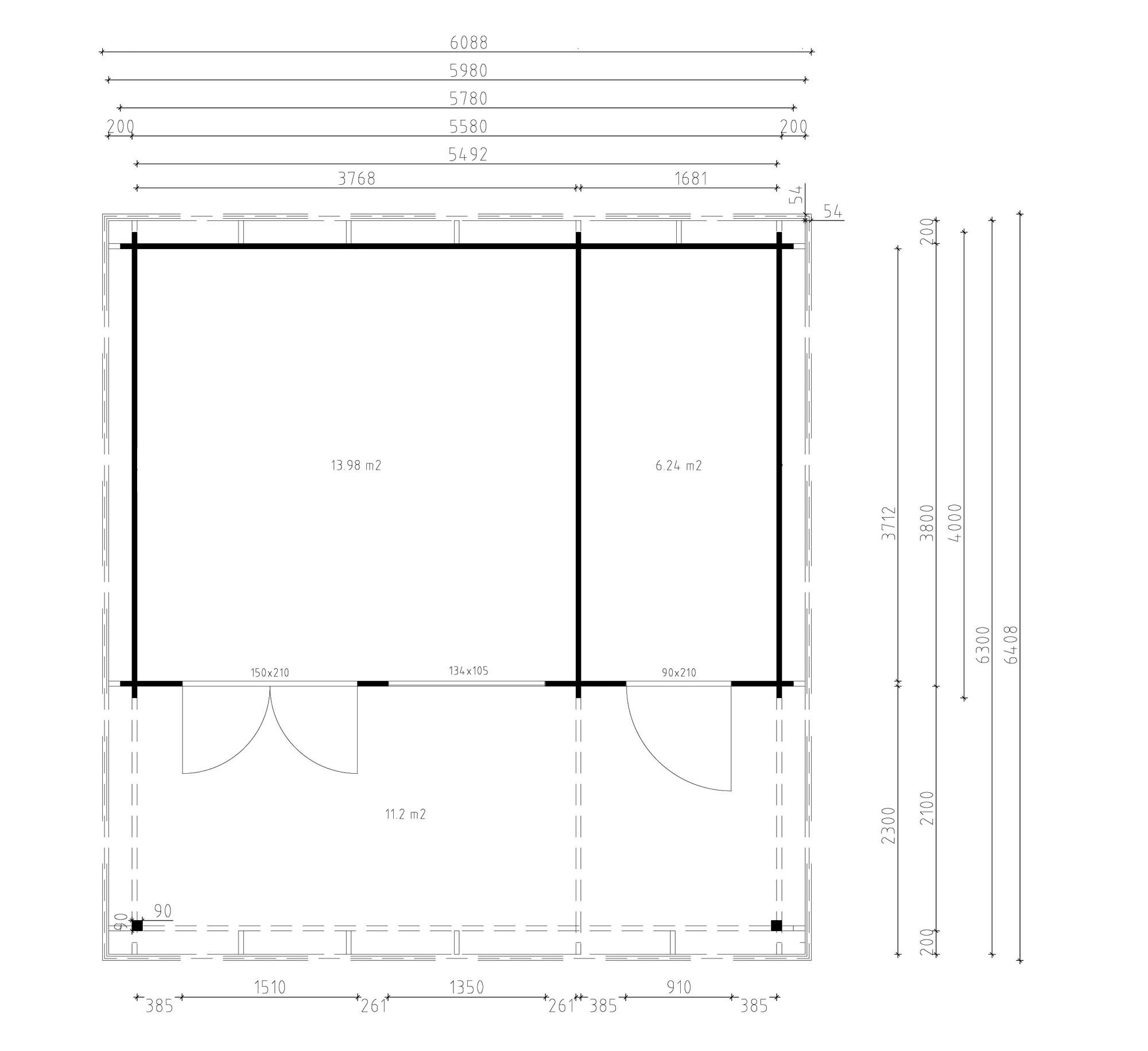 Fjordholz Gartenhaus Modell Kurt 44 D mit Vordach Fjordholz Gartenhaus Modell Kurt 44 D mit Vordach