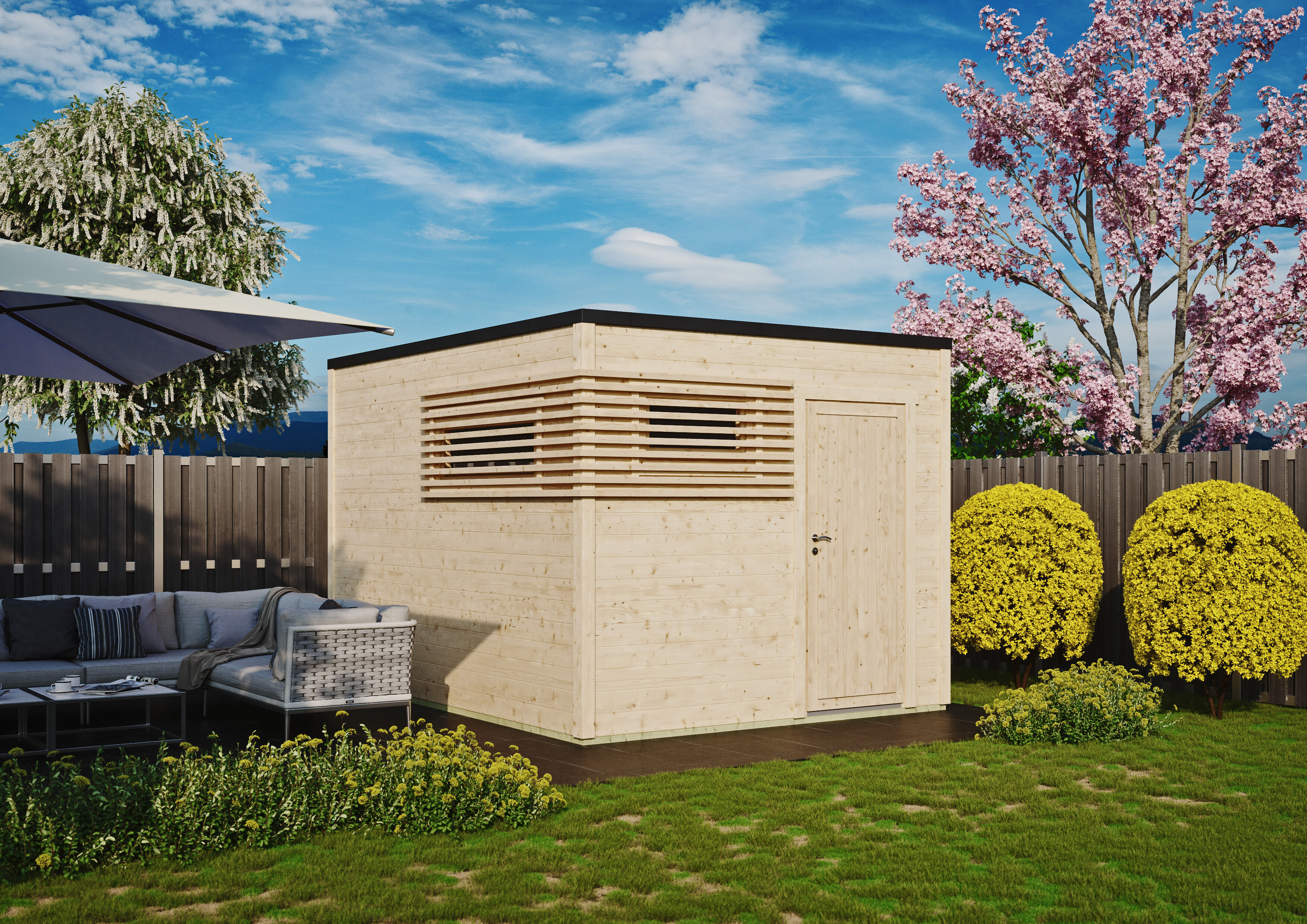 Fjordholz Gartenhaus Modell Q-BIC Modern 44 B