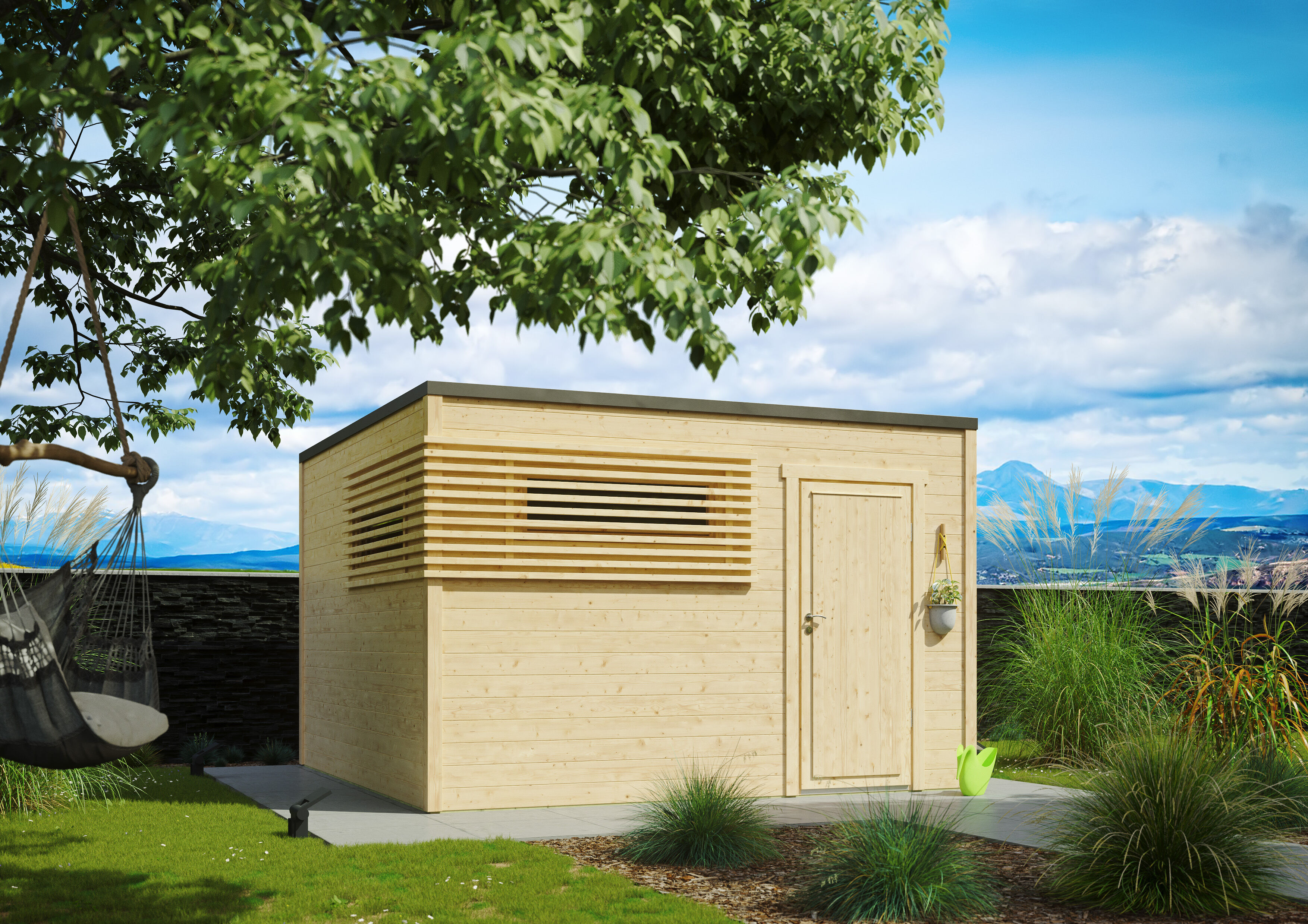 Fjordholz Gartenhaus Modell Q-BIC Modern 44 D