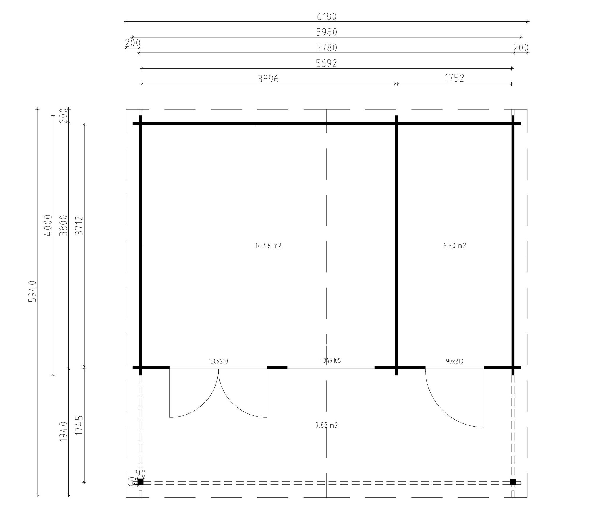 Fjordholz Gartenhaus Modell Rolf 44 D mit Vordach Fjordholz Gartenhaus Modell Rolf 44 D mit Vordach