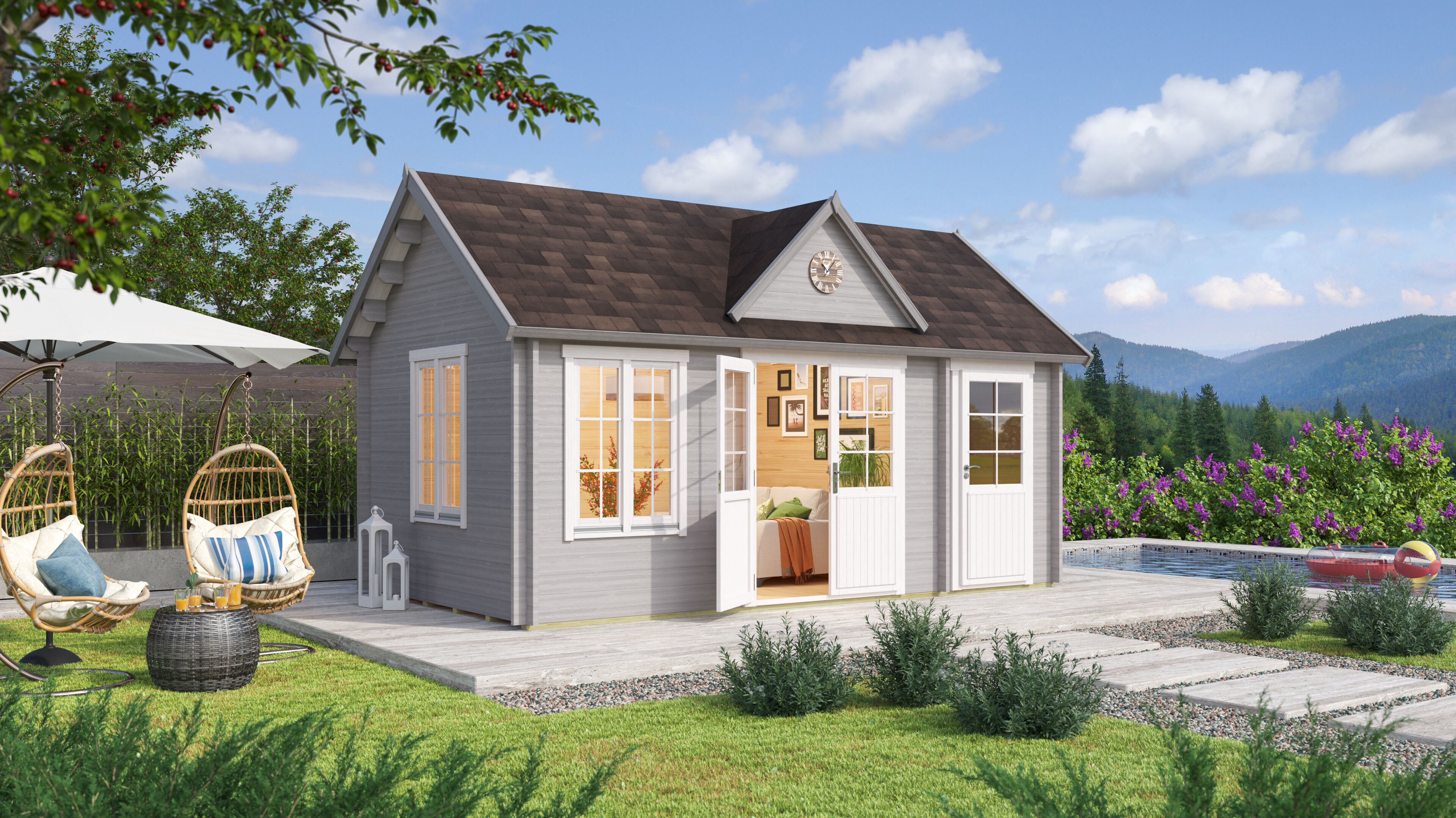 6x4m Fjordholz Gartenhaus Modell Teehaus Bradford 70| Rabatt: 26%