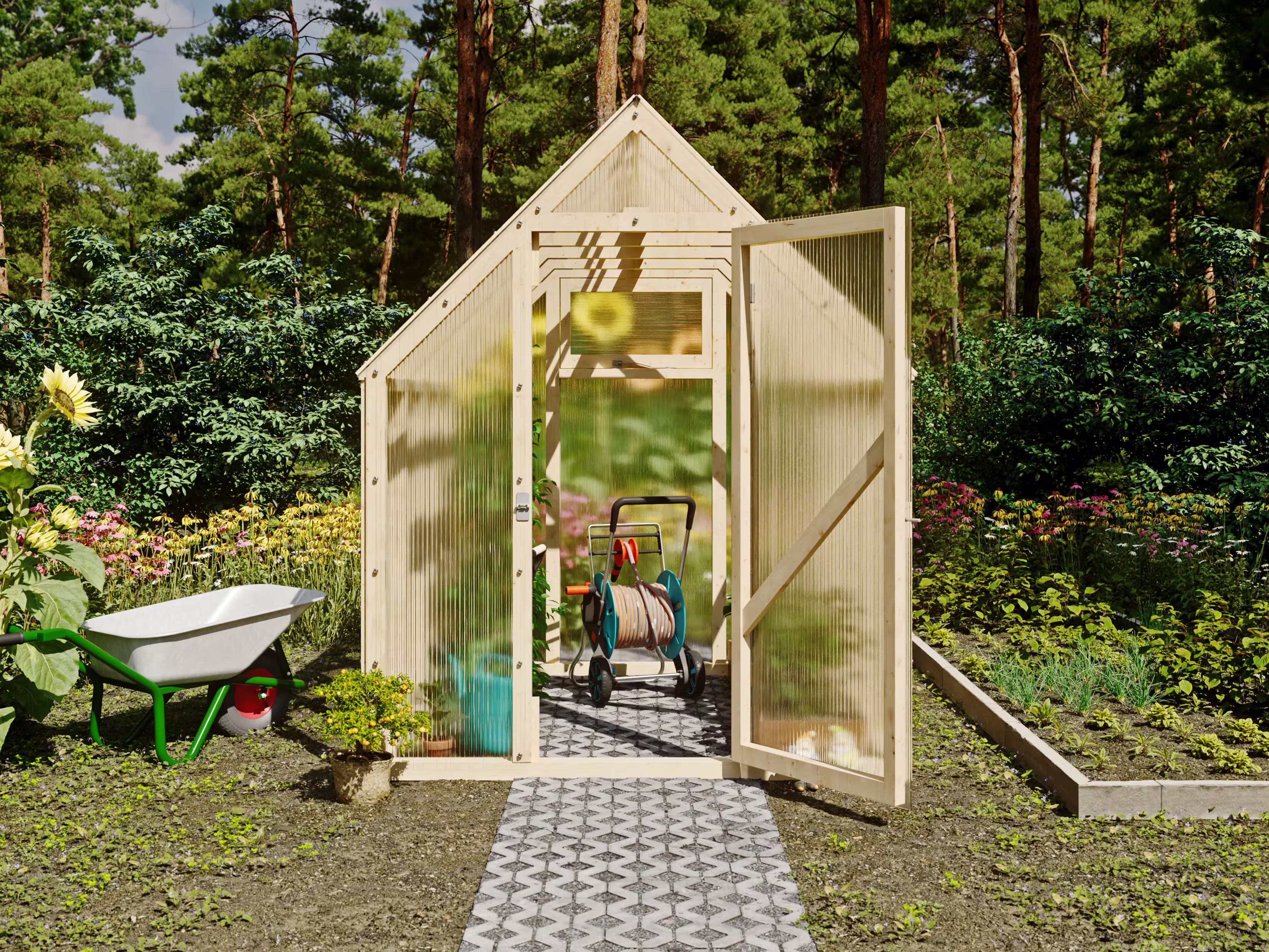 Fjordholz Gewächshaus Modell Greenline Basic 4,3 m| Rabatt: 26%