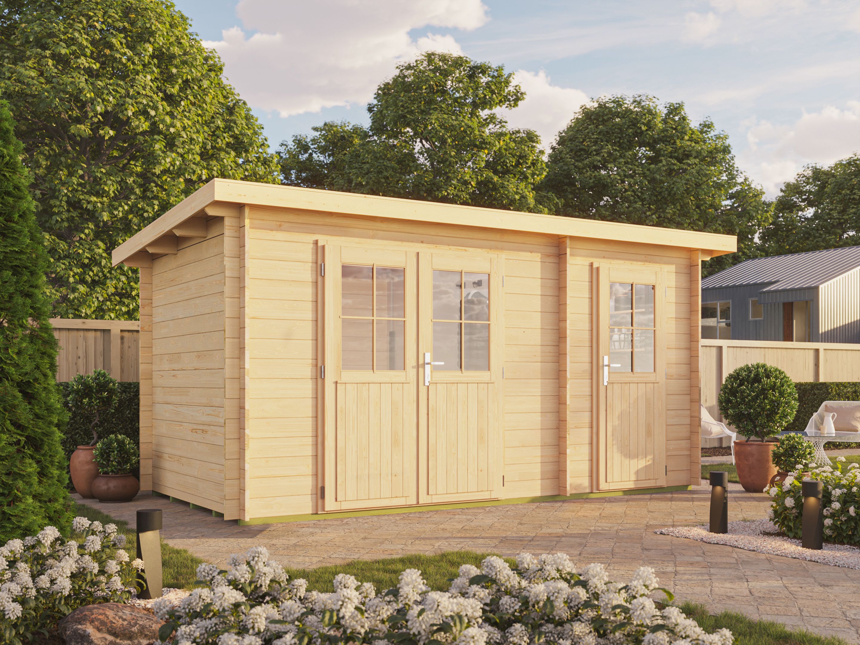 Fjordholz Pultdach Gartenhaus Modell Ezra 2H