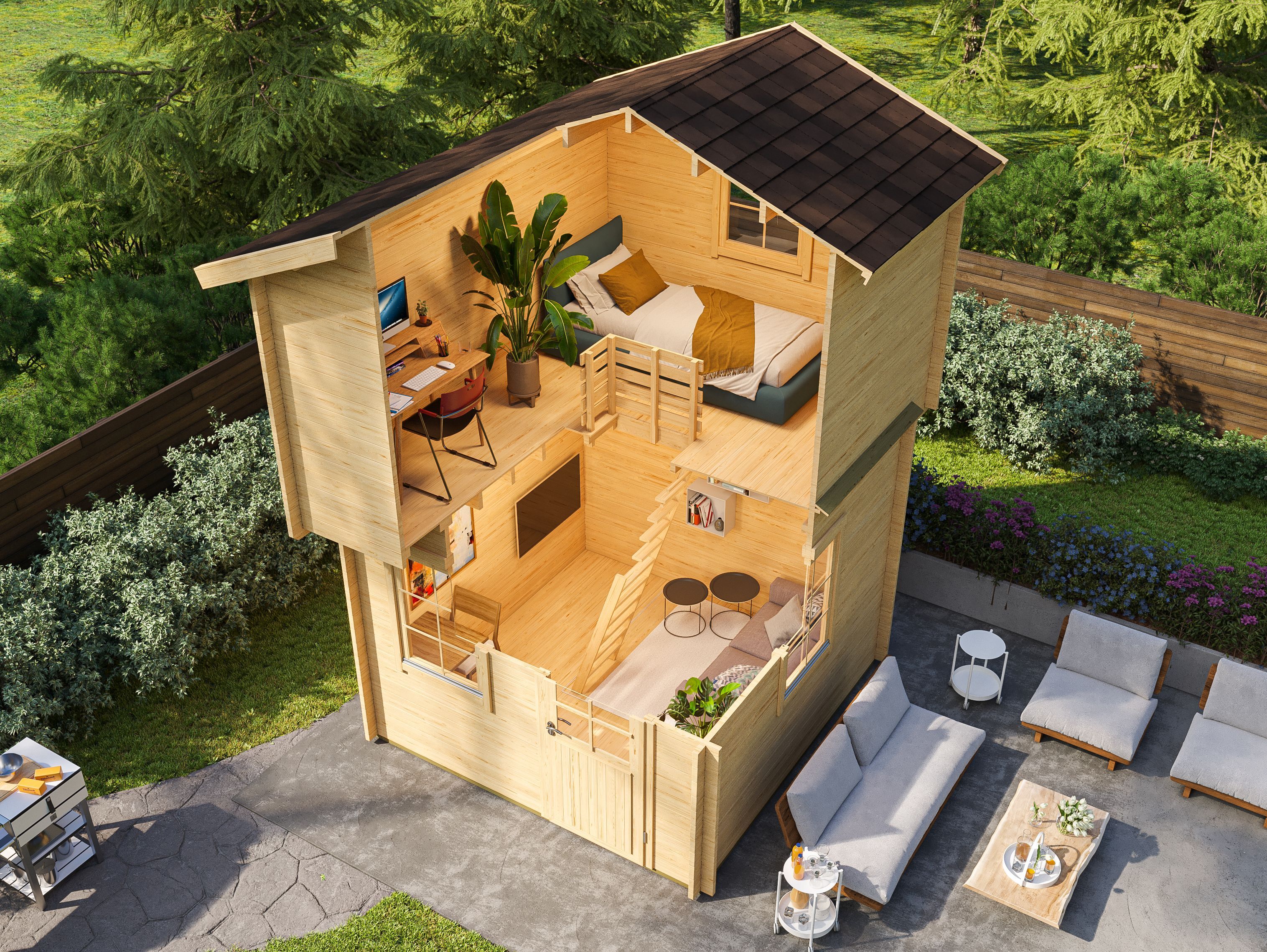 Fjordholz Satteldach Gartenhaus Modell Cyrene 44