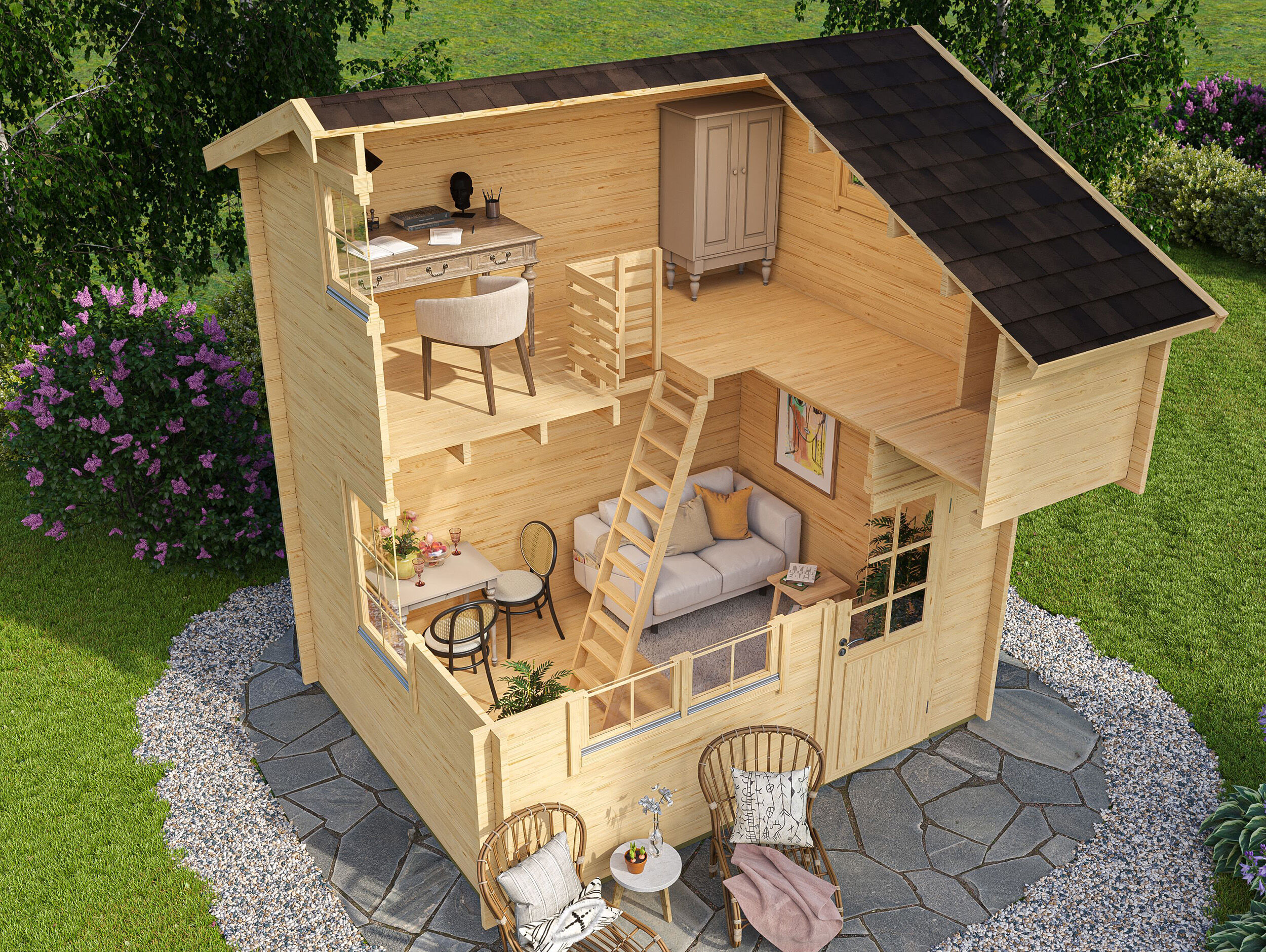 Fjordholz Satteldach Gartenhaus Modell Daphne 44