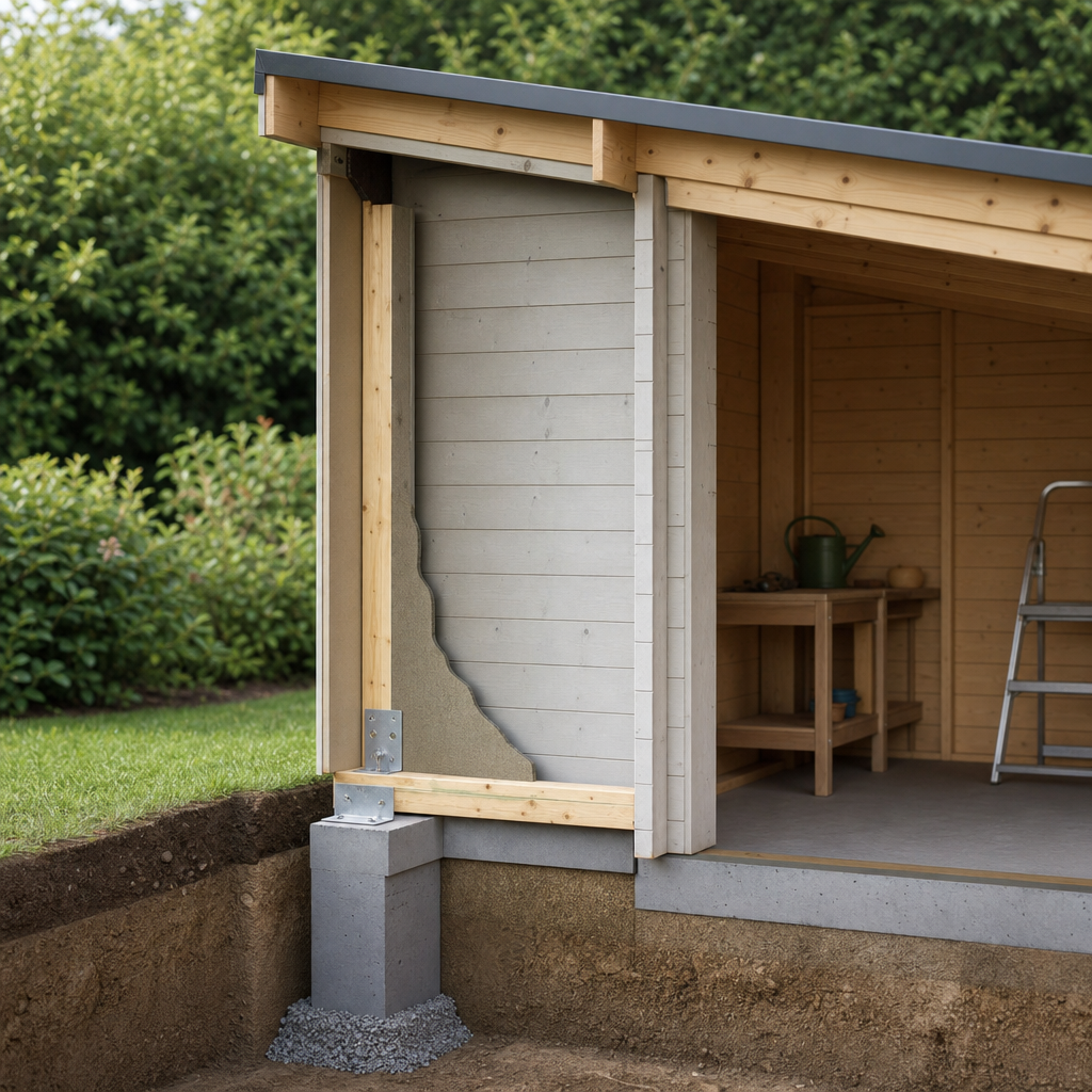 Pultdach-Gartenhaus: Lasten sicher in Wände und Fundament ableiten