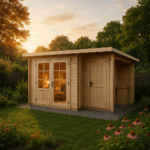Pultdach Gartenhaus Modell Martina-28 mit Anbau