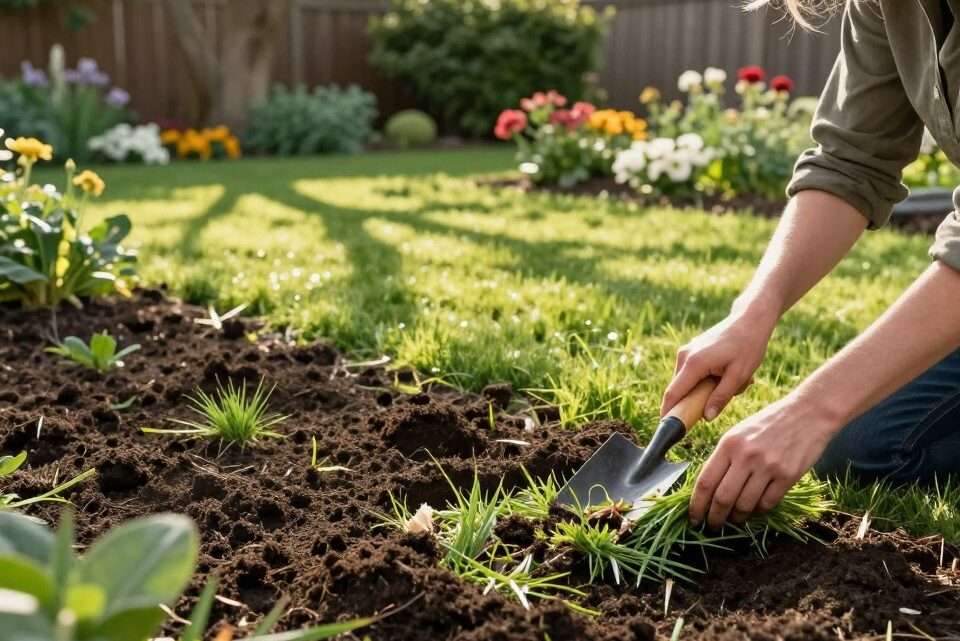 Rasenschnitt in Erde einarbeiten: Anleitung