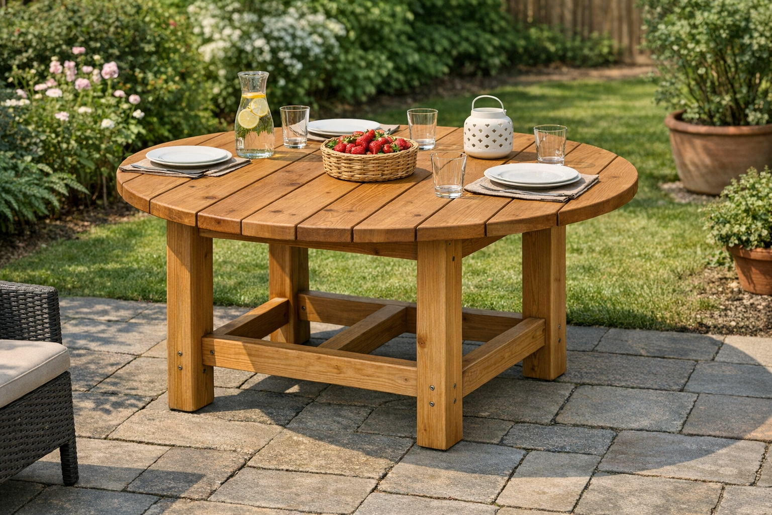 Runden Gartentisch selber bauen – Bauanleitung Schritt für Schritt