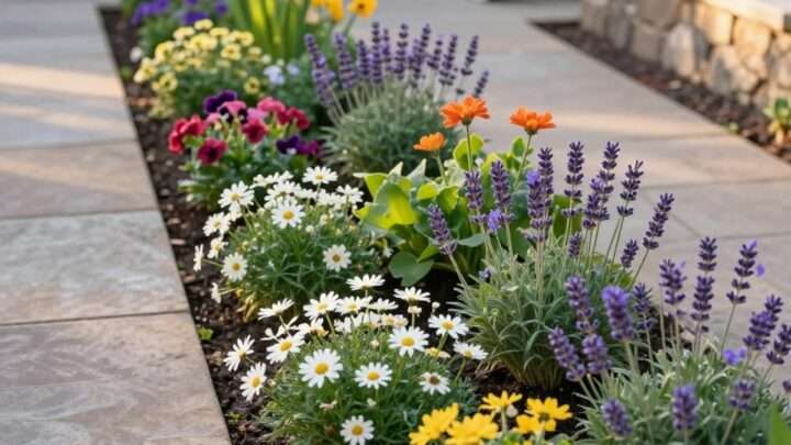 Schmale Pflanzstreifen langes schmales Beet bepflanzen