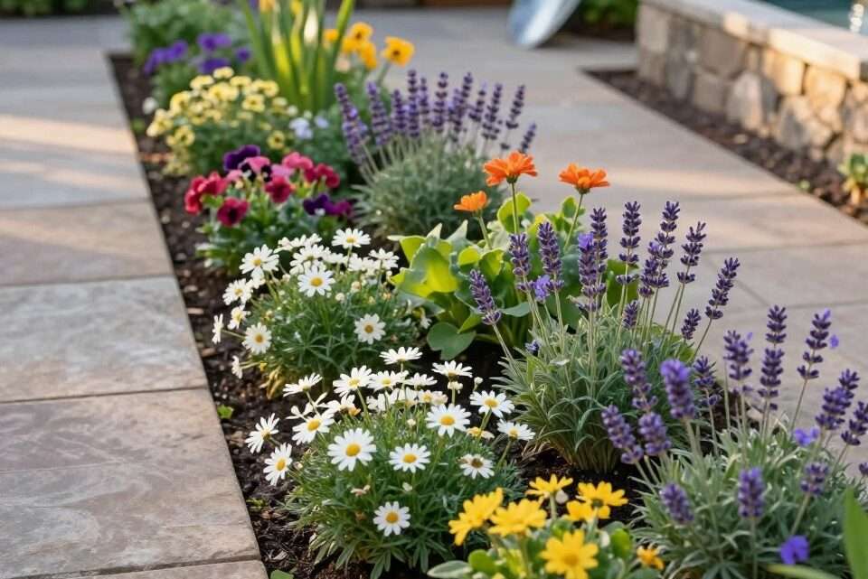 Schmale Pflanzstreifen langes schmales Beet bepflanzen