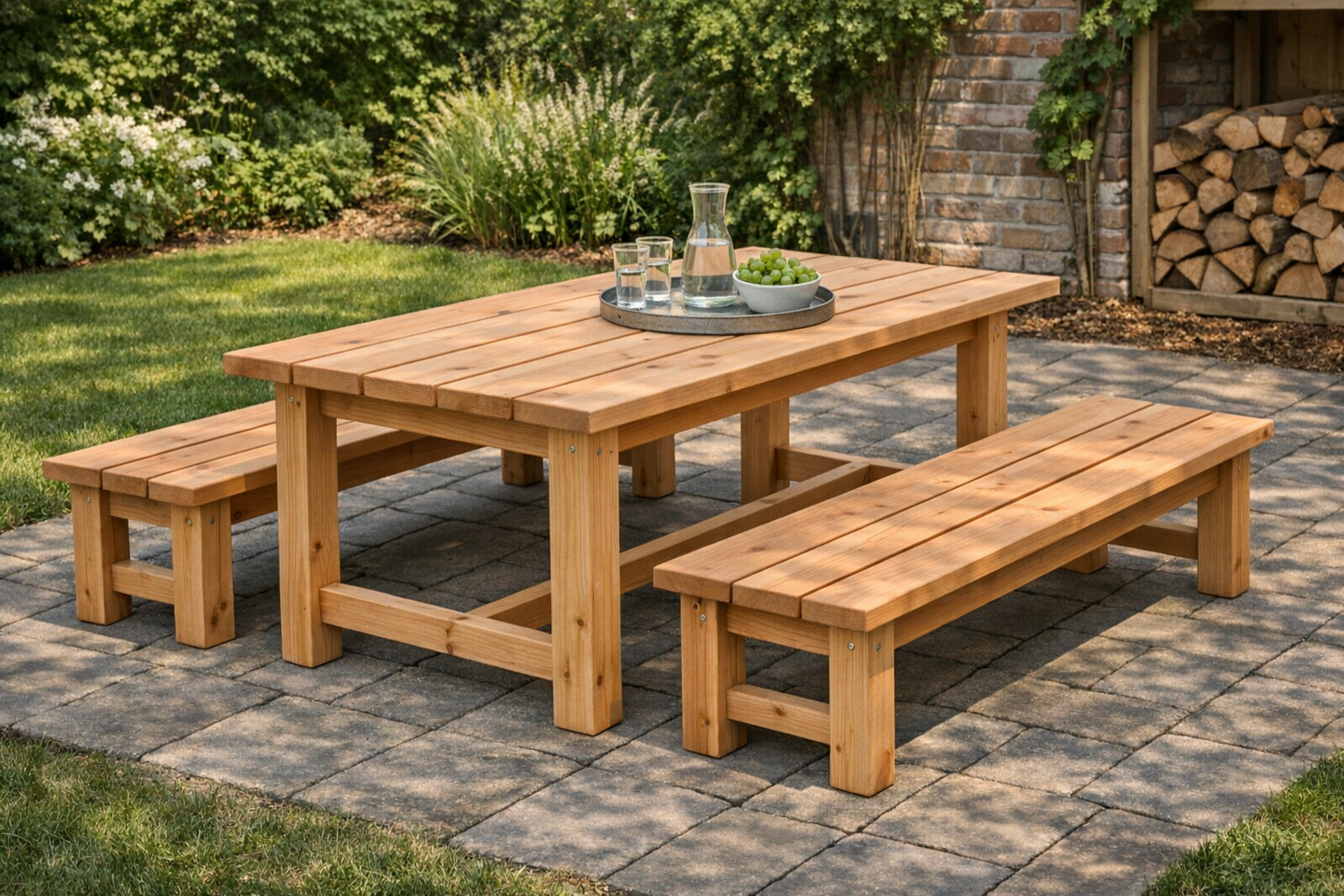 Sitzgruppe aus Holz selber bauen – Bauanleitung Schritt für Schritt