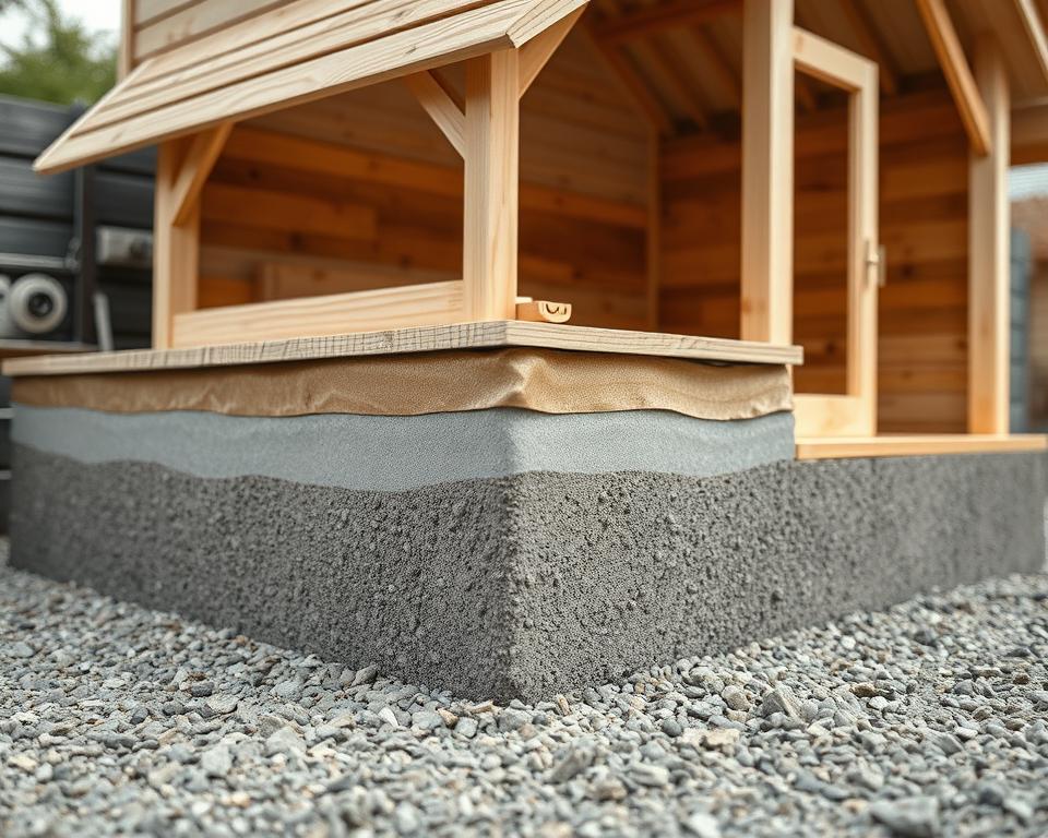 Was kommt zwischen Fundament und Gartenhaus?