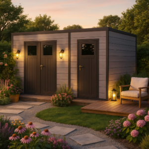 4x3m WPC Gartenhaus Modell Cubus 2-Raum 10,98 m²| Rabatt: 26%