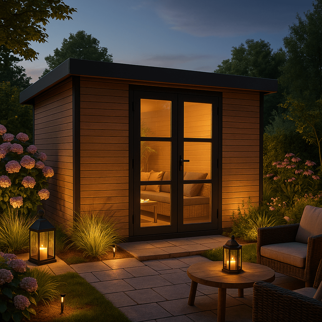 3x3m WPC Gartenhaus Modell FineLine 8,4 m² Teak| Rabatt: 26%