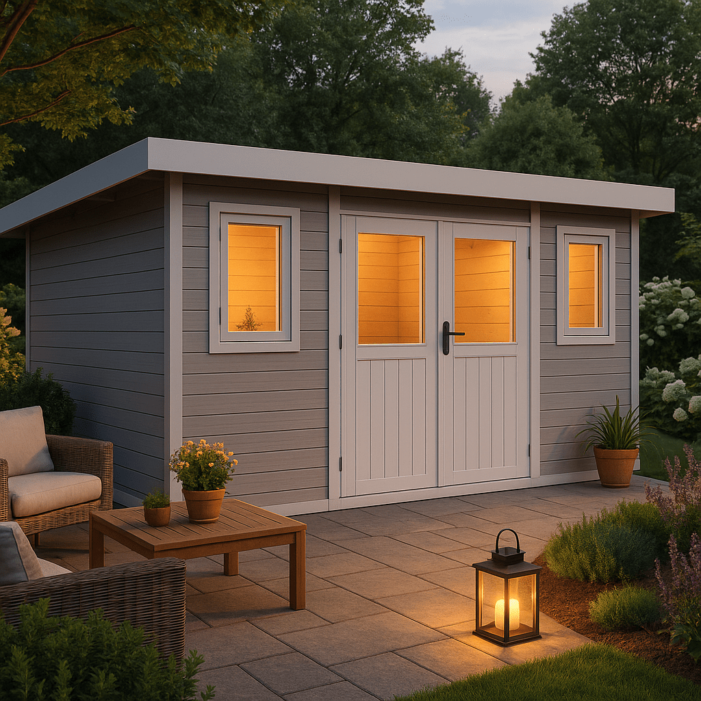 WPC Gartenhaus Modell Nexo White 11,28 m²| Rabatt: 30%|4x3m